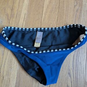 Seea Navy Bikini Bottom with Checkered Trim X-Small